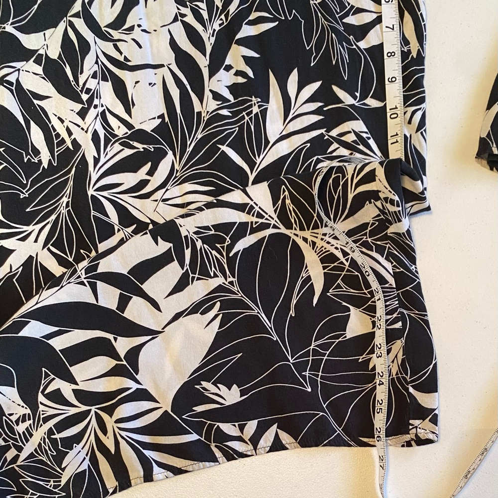 Vintage J.B.S. Strapless Wide Leg Tropical Leaves Print Black/White Jumpsuit 3X - Picture 9 of 12